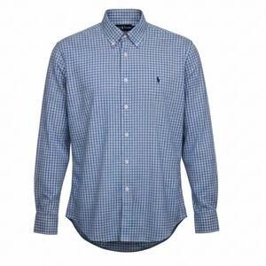 Ralph Lauren Mens Long Sleeve Checkered Button Down Shirt Sz L Pony Blue Red